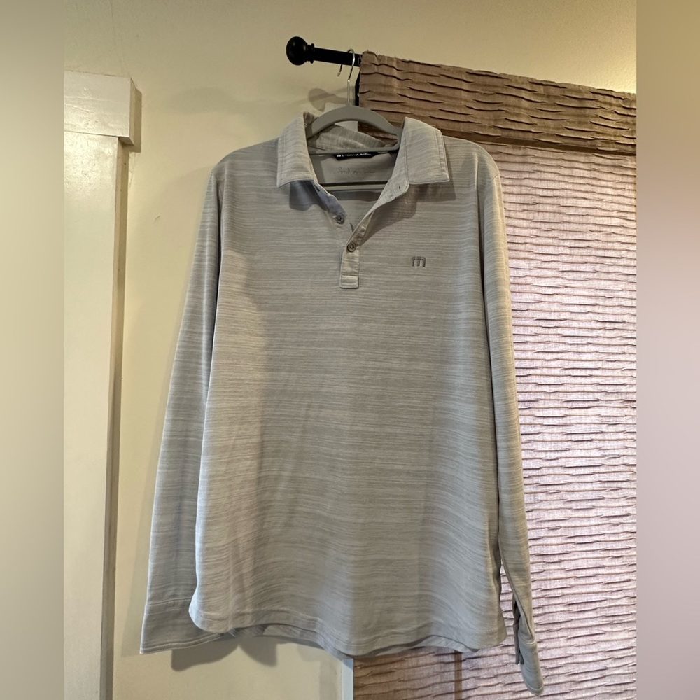 Travis Mathew Large White/Gray long sleeve polo